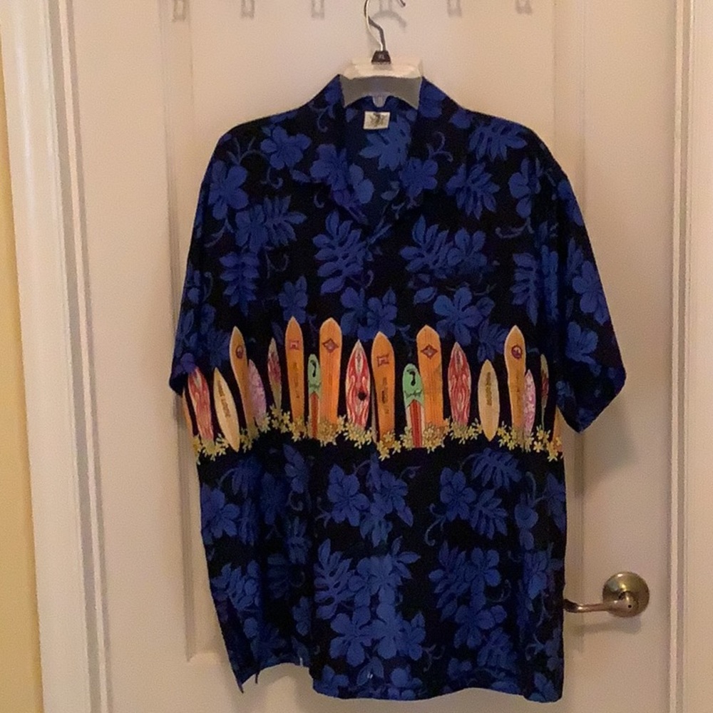 Barefoot Attire casual blouse surf 🏄🏼 board royal blue black size XL